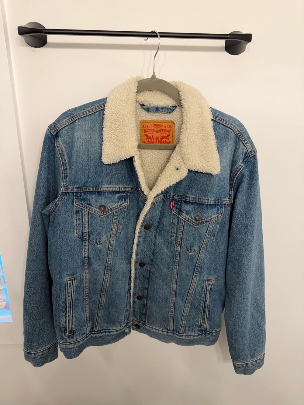 Levi's Light Blue Denim Sherpa Jacket with Cream Lining
